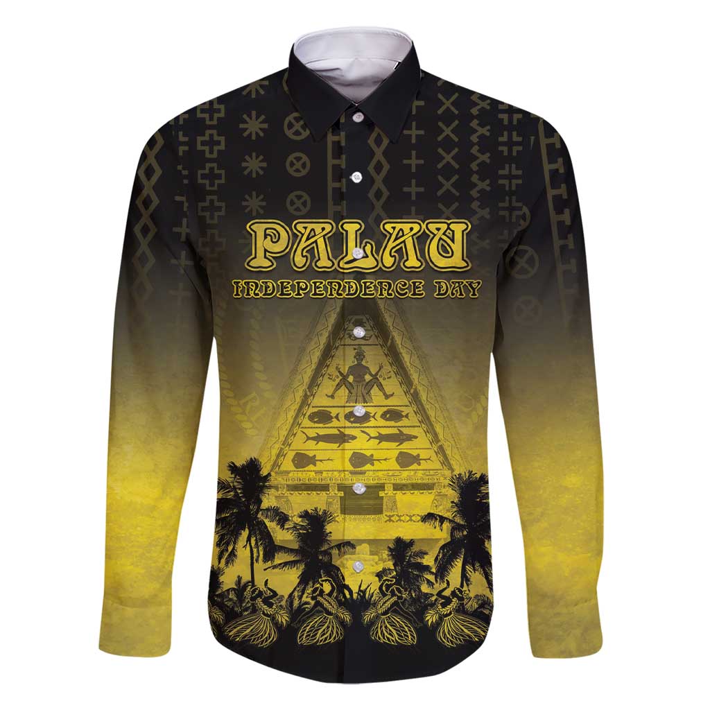 Personalised Palau Independence Day Family Matching Short Sleeve Bodycon Dress and Hawaiian Shirt Palauan Tattoo Pattern - Polynesian Pride
