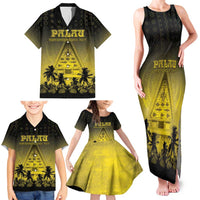 Personalised Palau Independence Day Family Matching Tank Maxi Dress and Hawaiian Shirt Palauan Tattoo Pattern LT05 - Polynesian Pride