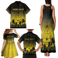 Personalised Palau Independence Day Family Matching Tank Maxi Dress and Hawaiian Shirt Palauan Tattoo Pattern LT05 - Polynesian Pride