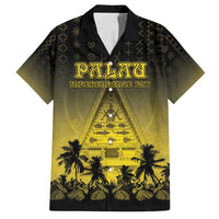 Personalised Palau Independence Day Family Matching Tank Maxi Dress and Hawaiian Shirt Palauan Tattoo Pattern LT05 Dad's Shirt - Short Sleeve Black - Polynesian Pride