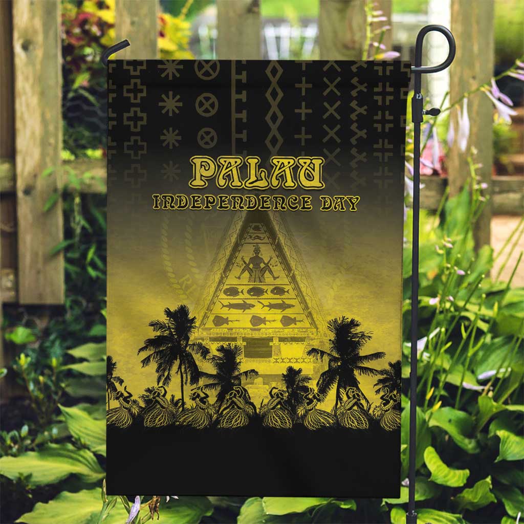 Palau Independence Day Garden Flag Palauan Tattoo Pattern LT05 Garden Flag Black - Polynesian Pride