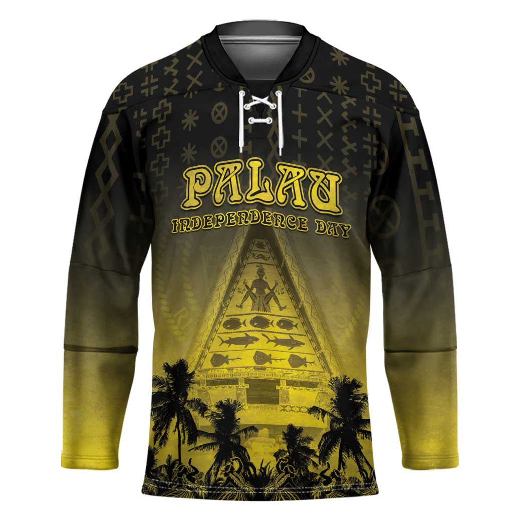Personalised Palau Independence Day Hockey Jersey Palauan Tattoo Pattern LT05 Unisex Black - Polynesian Pride
