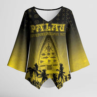 Personalised Palau Independence Day Kimono Sleeve Blouse Palauan Tattoo Pattern - Polynesian Pride