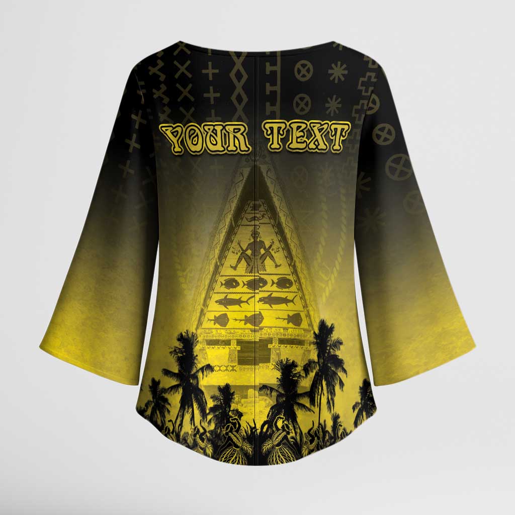 Personalised Palau Independence Day Kimono Sleeve Blouse Palauan Tattoo Pattern - Polynesian Pride