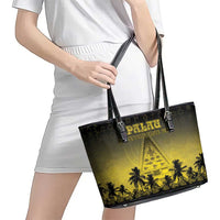 Palau Independence Day Leather Tote Bag Palauan Tattoo Pattern LT05 - Polynesian Pride