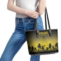 Palau Independence Day Leather Tote Bag Palauan Tattoo Pattern LT05 - Polynesian Pride