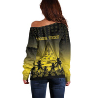 Personalised Palau Independence Day Off Shoulder Sweater Palauan Tattoo Pattern LT05 - Polynesian Pride