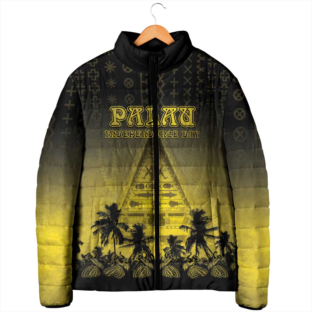 Personalised Palau Independence Day Padded Jacket Palauan Tattoo Pattern LT05 - Polynesian Pride