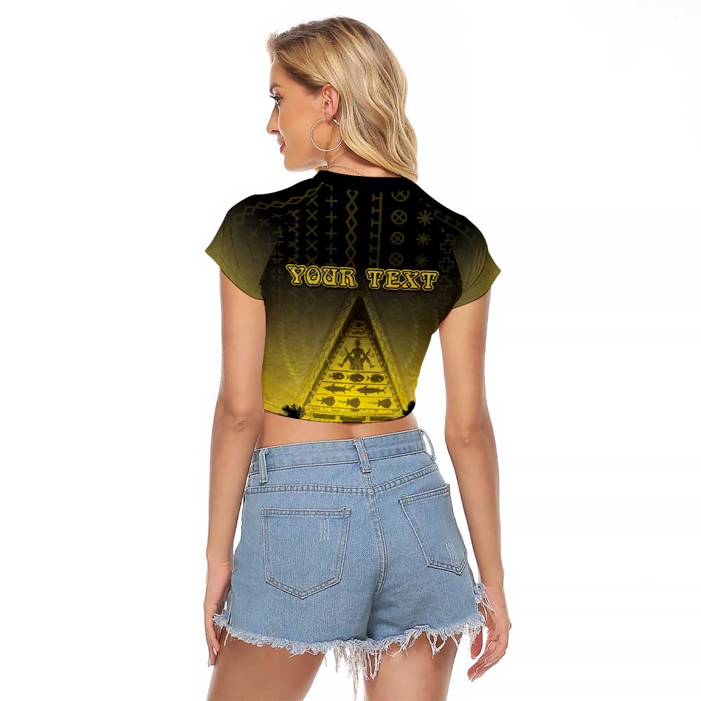 Personalised Palau Independence Day Raglan Cropped T Shirt Palauan Tattoo Pattern LT05 - Polynesian Pride