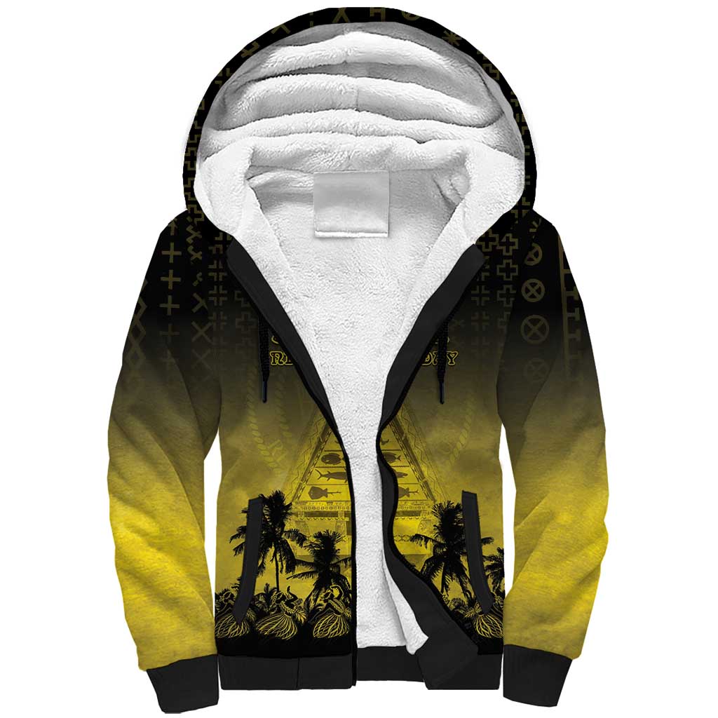 Personalised Palau Independence Day Sherpa Hoodie Palauan Tattoo Pattern LT05 Unisex Black - Polynesian Pride