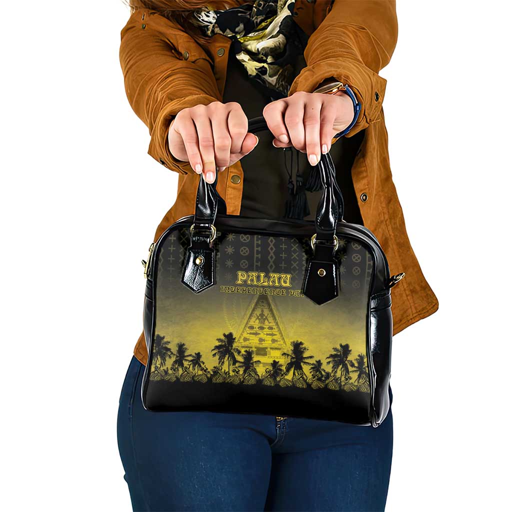 Palau Independence Day Shoulder Handbag Palauan Tattoo Pattern LT05 One Size Black - Polynesian Pride