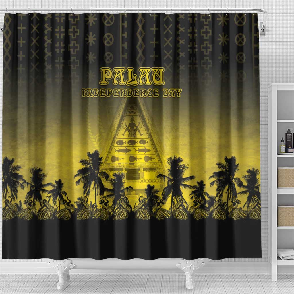 Palau Independence Day Shower Curtain Palauan Tattoo Pattern LT05 - Polynesian Pride
