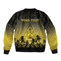 Personalised Palau Independence Day Sleeve Zip Bomber Jacket Palauan Tattoo Pattern LT05 - Polynesian Pride