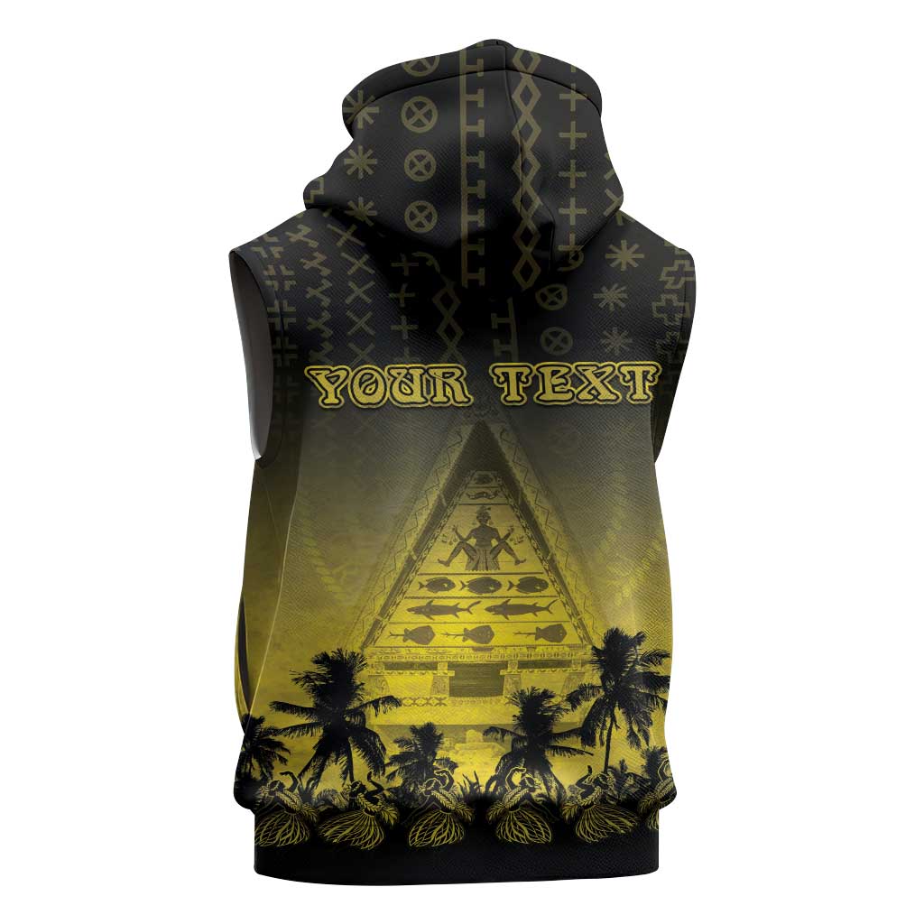 Personalised Palau Independence Day Sleeveless Hoodie Palauan Tattoo Pattern LT05 - Polynesian Pride