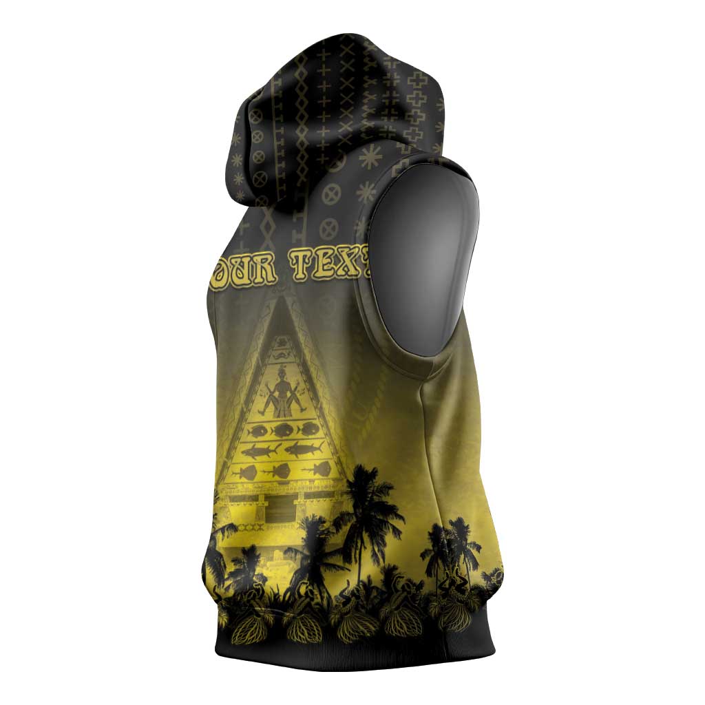 Personalised Palau Independence Day Sleeveless Hoodie Palauan Tattoo Pattern LT05 - Polynesian Pride