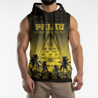 Personalised Palau Independence Day Sleeveless Hoodie Palauan Tattoo Pattern LT05 - Polynesian Pride