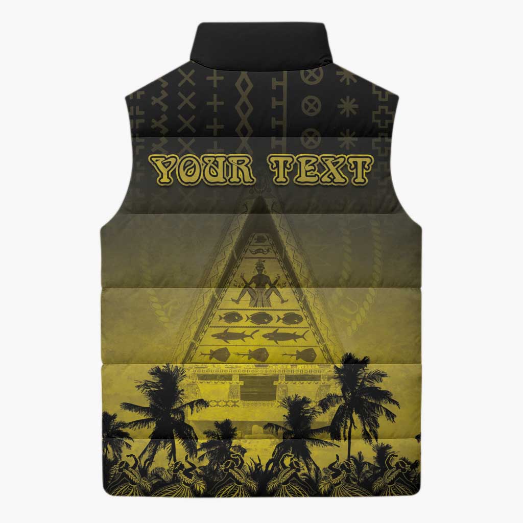 Personalised Palau Independence Day Sleeveless Puffer Jacket Palauan Tattoo Pattern LT05 - Polynesian Pride