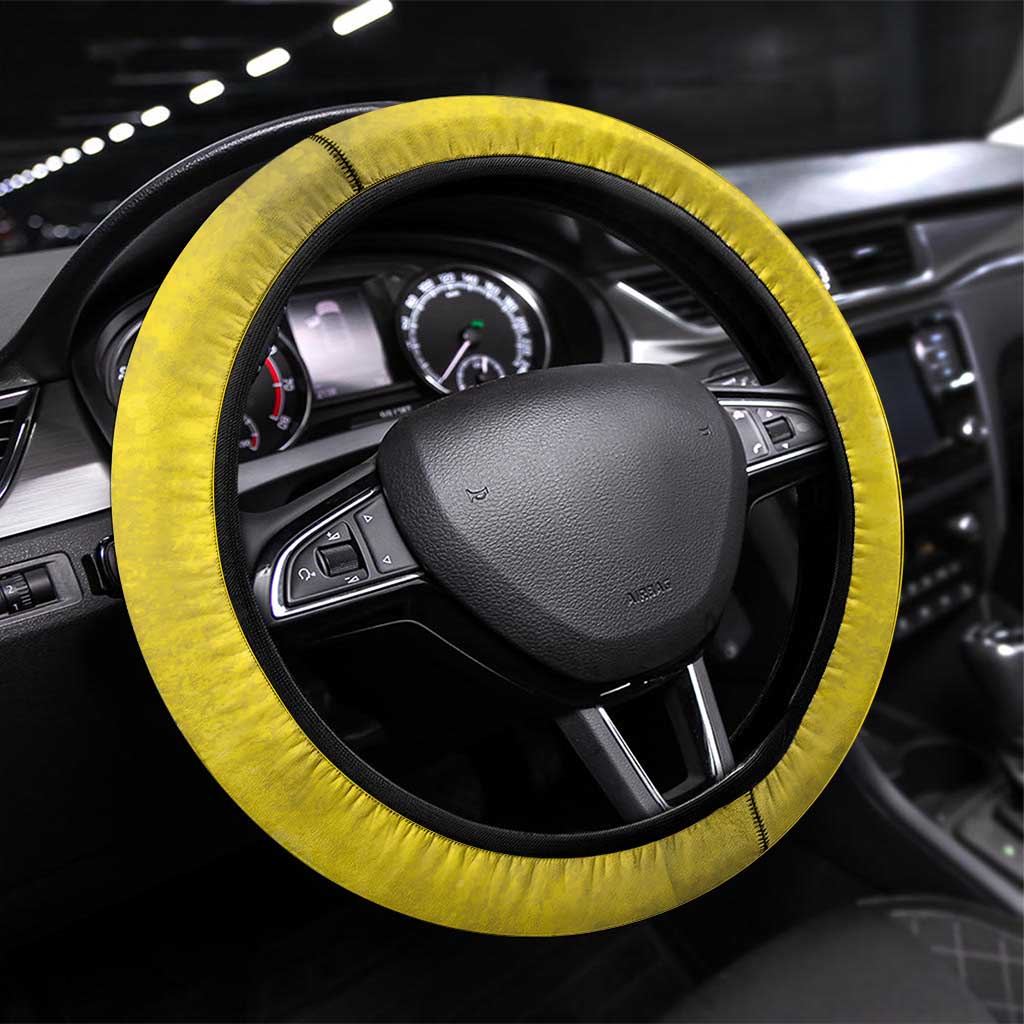 Palau Independence Day Steering Wheel Cover Palauan Tattoo Pattern LT05 Universal Fit Black - Polynesian Pride