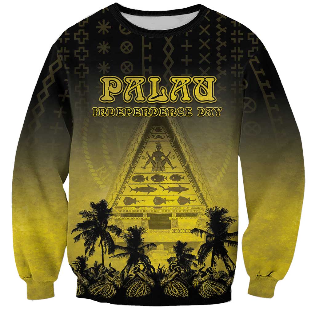 Personalised Palau Independence Day Sweatshirt Palauan Tattoo Pattern LT05 Unisex Black - Polynesian Pride