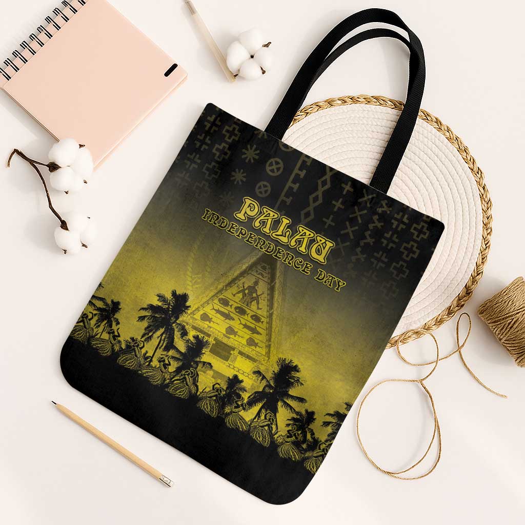 Palau Independence Day Tote Bag Palauan Tattoo Pattern LT05 Black Strap One Size Black - Polynesian Pride