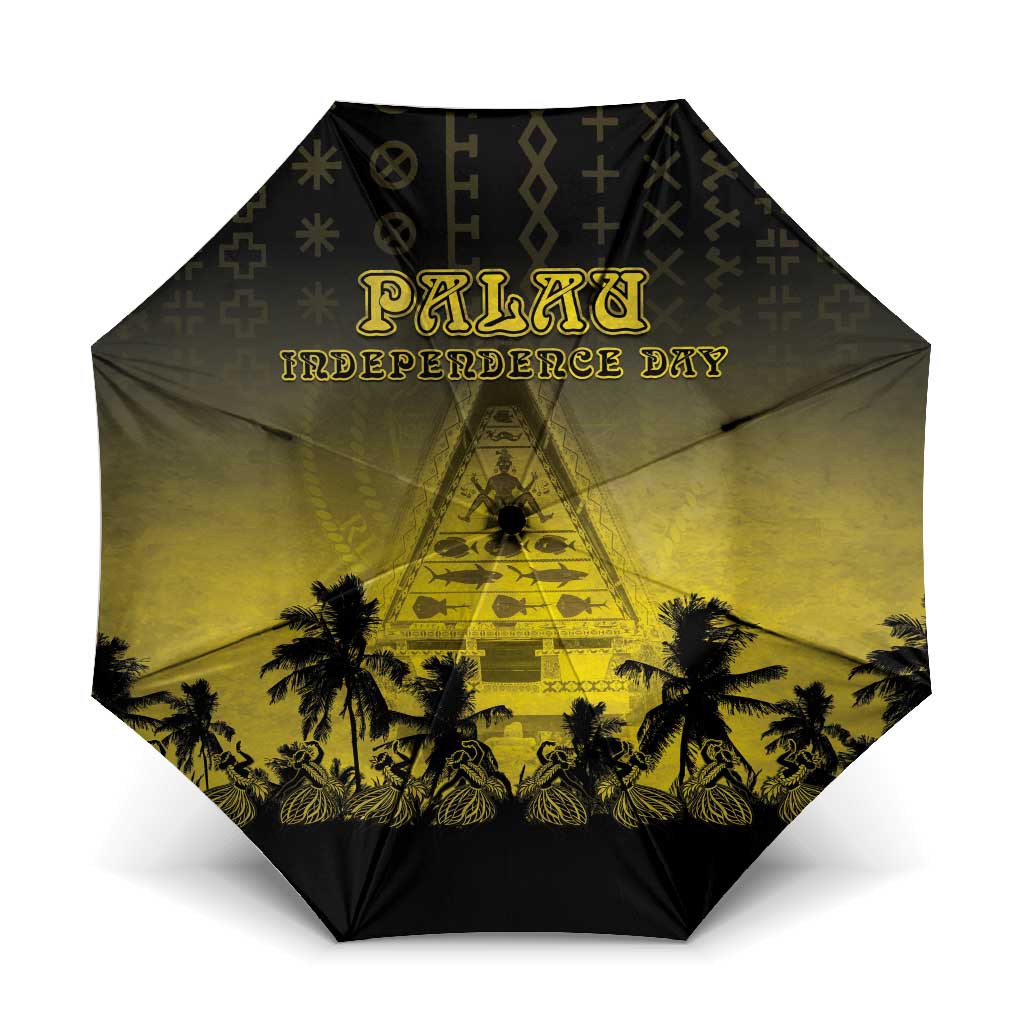 Palau Independence Day Umbrella Palauan Tattoo Pattern LT05 One Size Folded 11.42 inch Opened Diameter 37.4 inch Black - Polynesian Pride