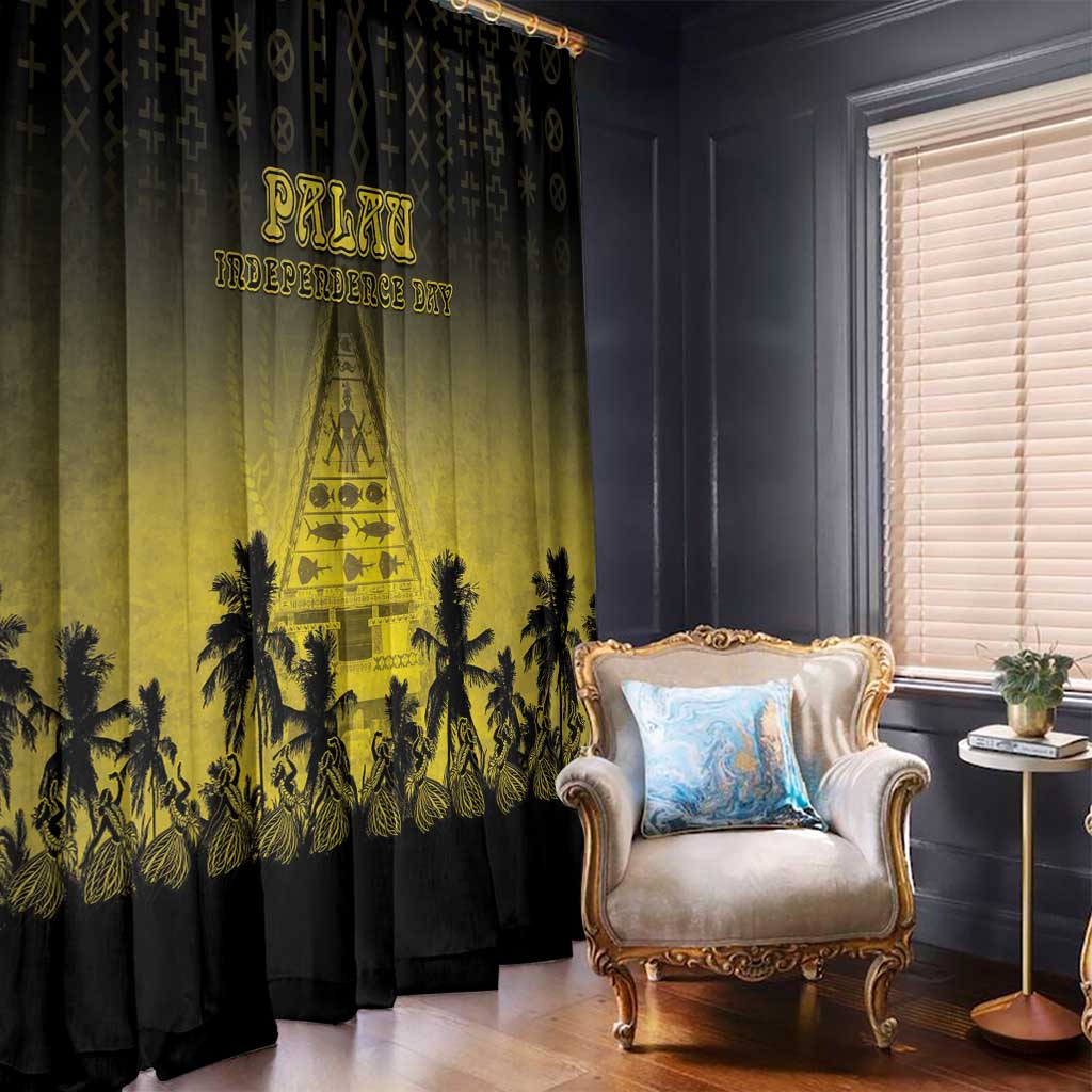 Palau Independence Day Window Curtain Palauan Tattoo Pattern LT05 - Polynesian Pride
