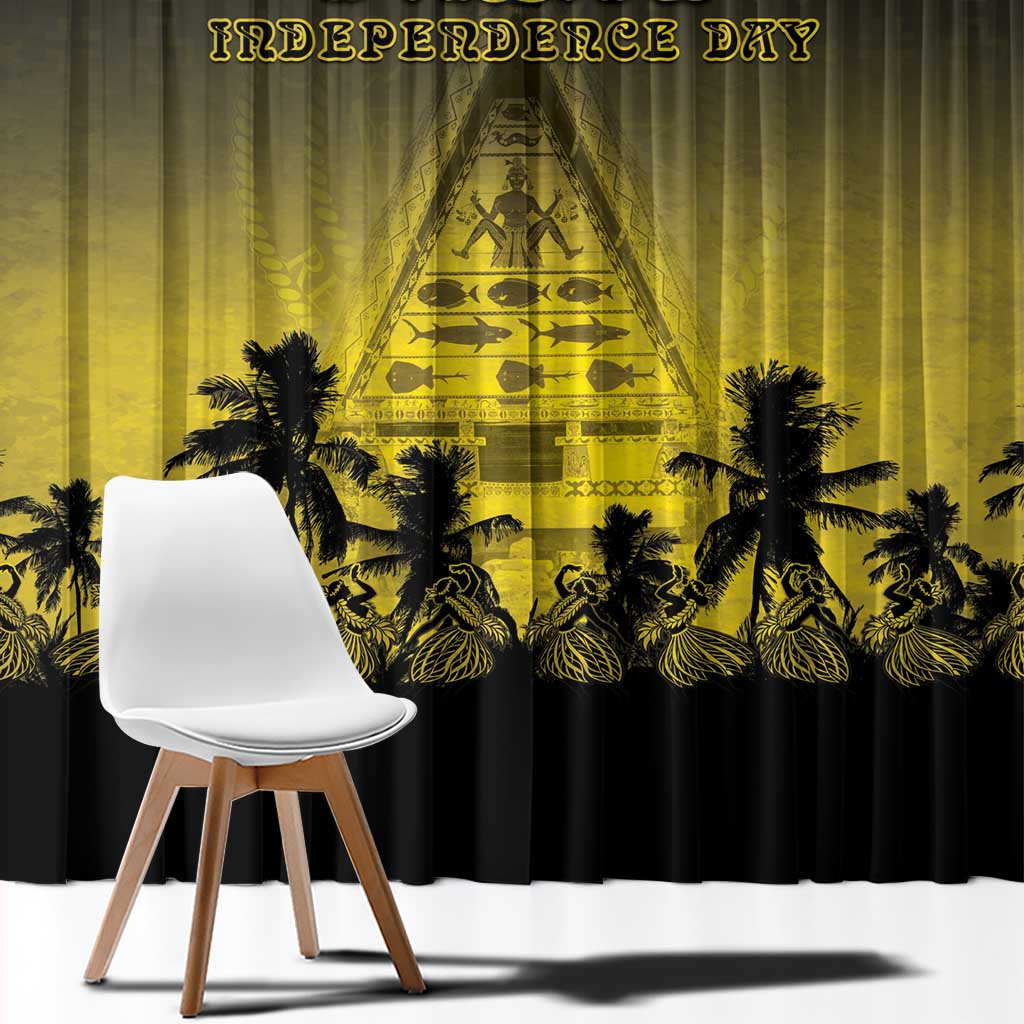 Palau Independence Day Window Curtain Palauan Tattoo Pattern LT05 - Polynesian Pride