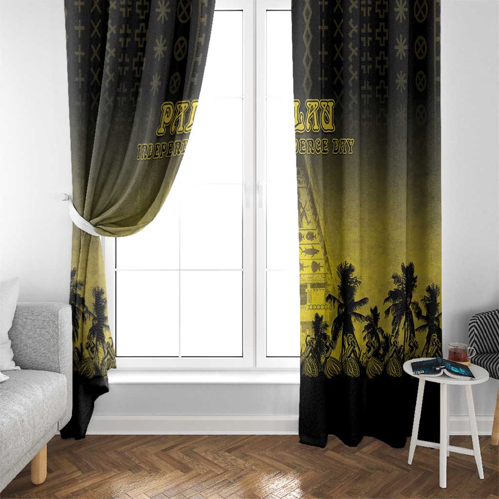 Palau Independence Day Window Curtain Palauan Tattoo Pattern LT05 - Polynesian Pride