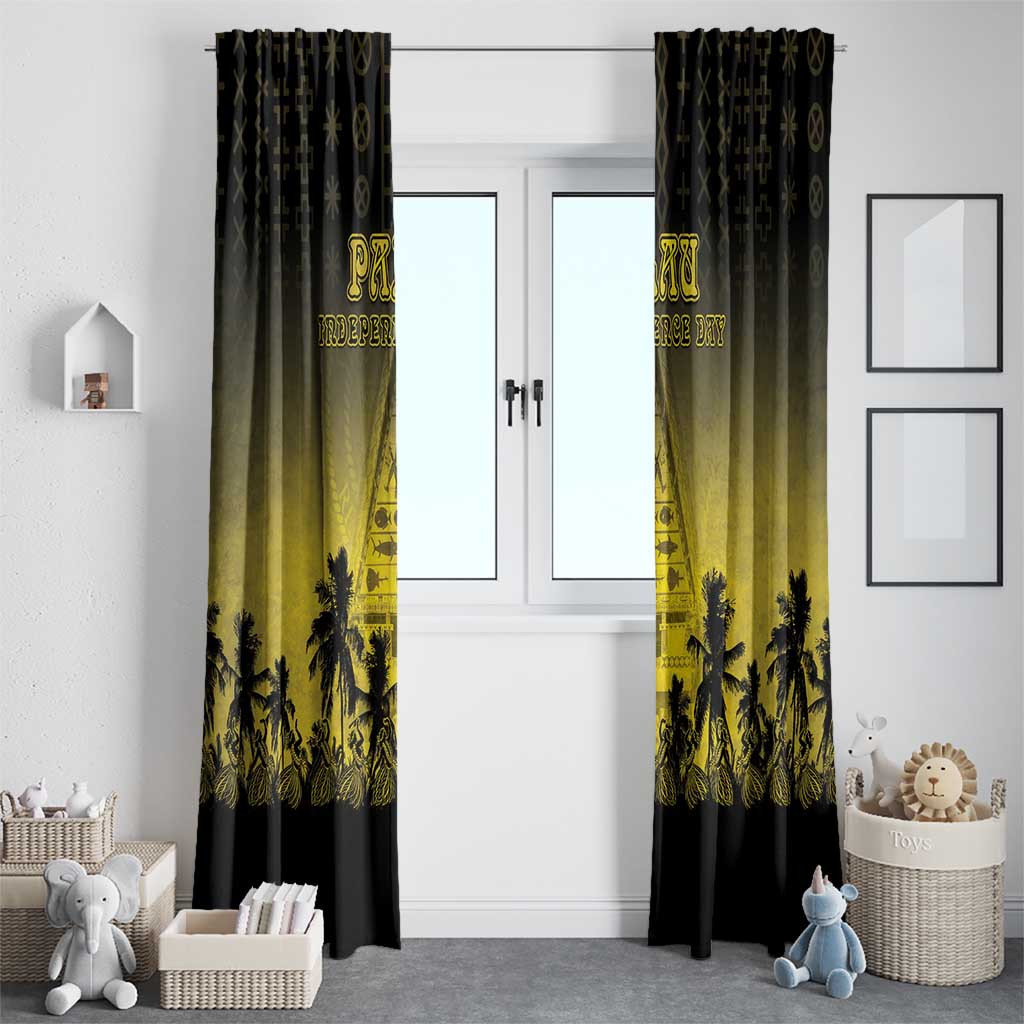 Palau Independence Day Window Curtain Palauan Tattoo Pattern LT05 - Polynesian Pride