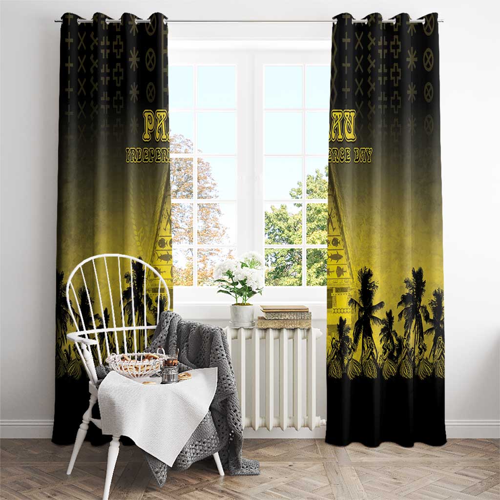 Palau Independence Day Window Curtain Palauan Tattoo Pattern LT05 - Polynesian Pride