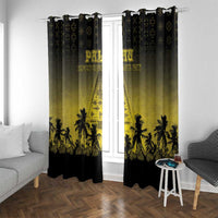 Palau Independence Day Window Curtain Palauan Tattoo Pattern LT05 With Grommets Black - Polynesian Pride