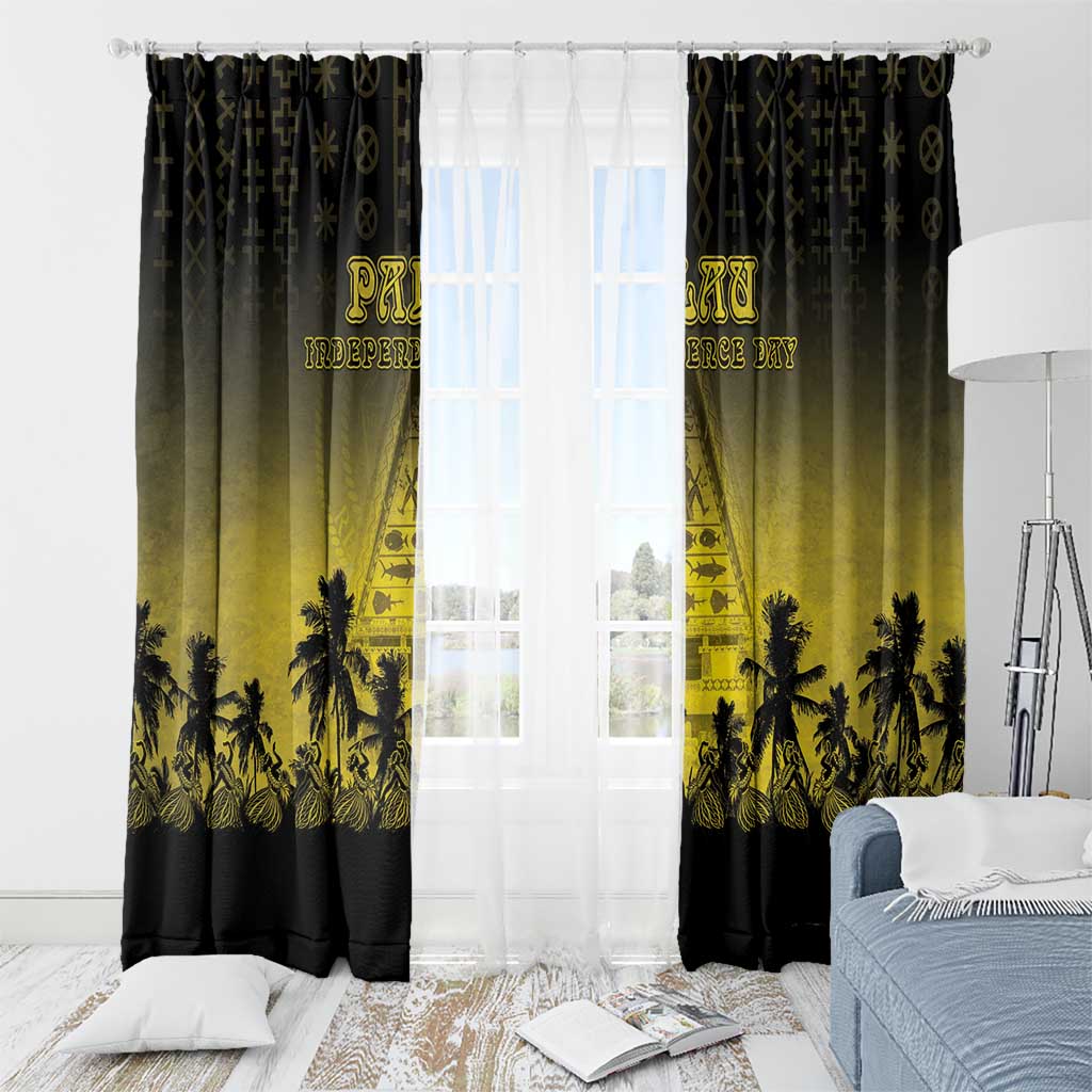 Palau Independence Day Window Curtain Palauan Tattoo Pattern LT05 - Polynesian Pride