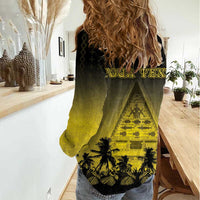 Personalised Palau Independence Day Women Casual Shirt Palauan Tattoo Pattern LT05 - Polynesian Pride
