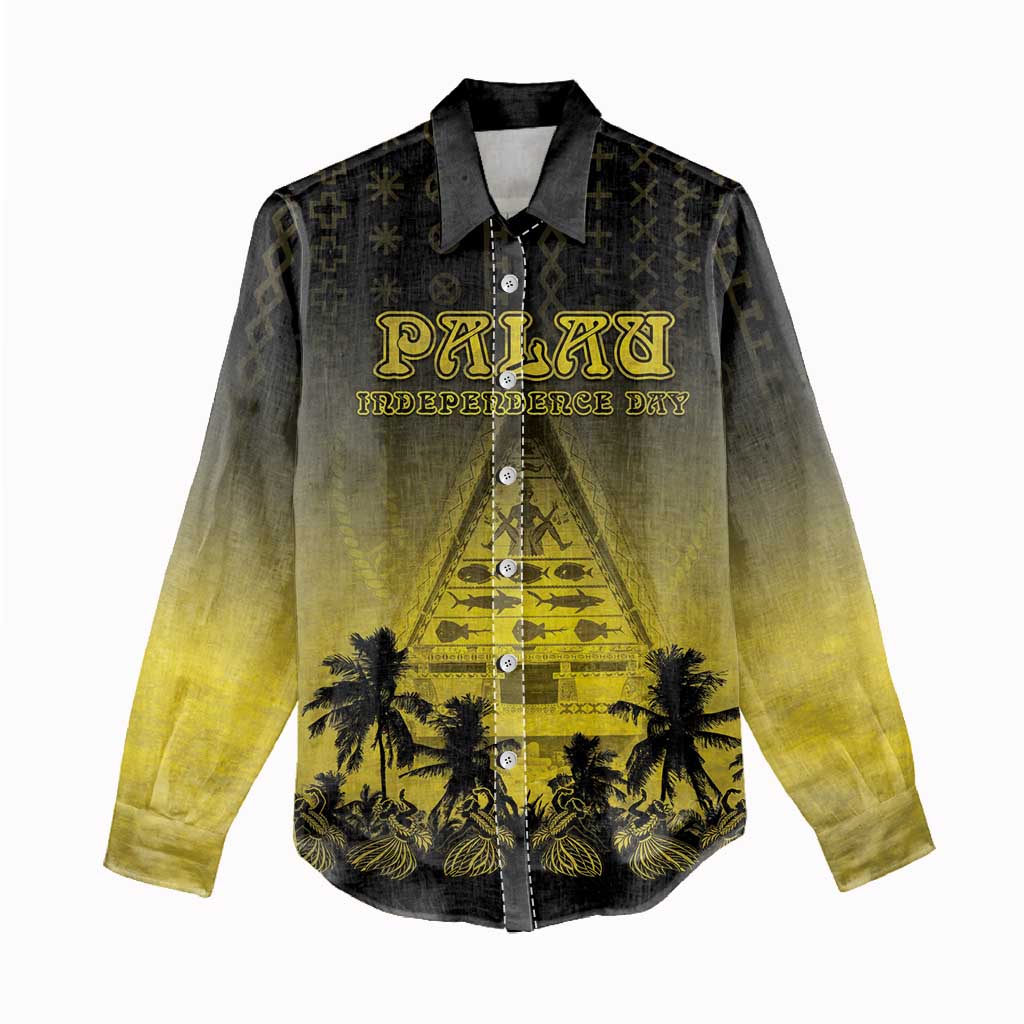 Personalised Palau Independence Day Women Casual Shirt Palauan Tattoo Pattern LT05 - Polynesian Pride
