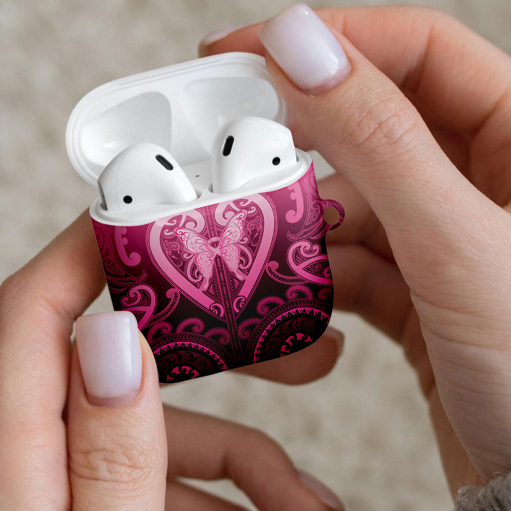 Aotearoa Breast Cancer AirPods Case Maori Tribal Pattern LT05 - Polynesian Pride
