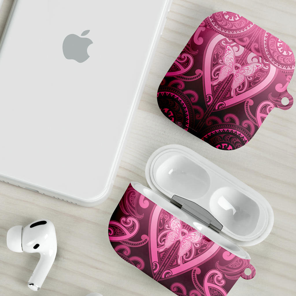 Aotearoa Breast Cancer AirPods Case Maori Tribal Pattern LT05 - Polynesian Pride
