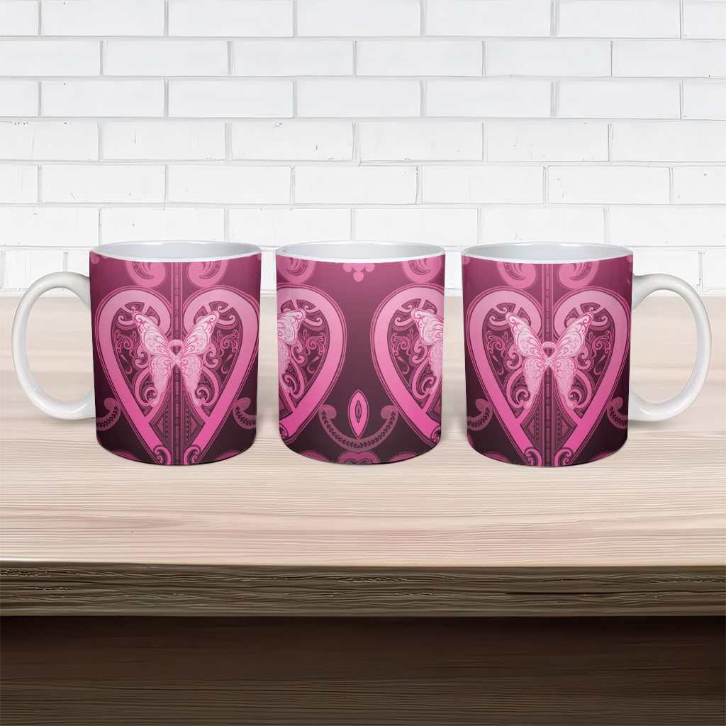 Aotearoa Breast Cancer Ceramic Mug Maori Tribal Pattern LT05 - Polynesian Pride