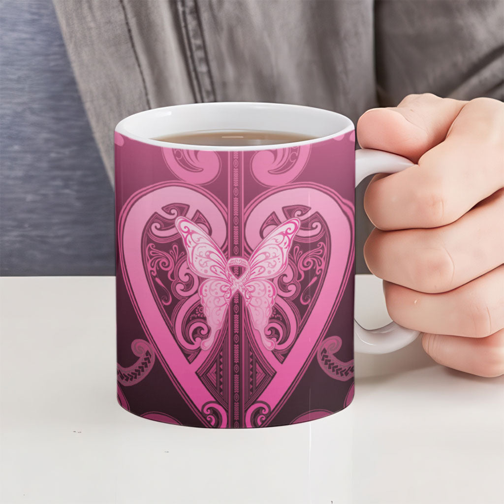 Aotearoa Breast Cancer Ceramic Mug Maori Tribal Pattern LT05 - Polynesian Pride
