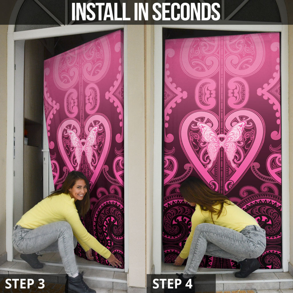 Aotearoa Breast Cancer Door Cover Maori Tribal Pattern LT05 - Polynesian Pride