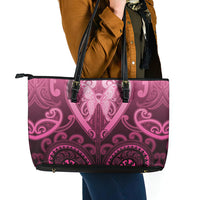 Aotearoa Breast Cancer Leather Tote Bag Maori Tribal Pattern