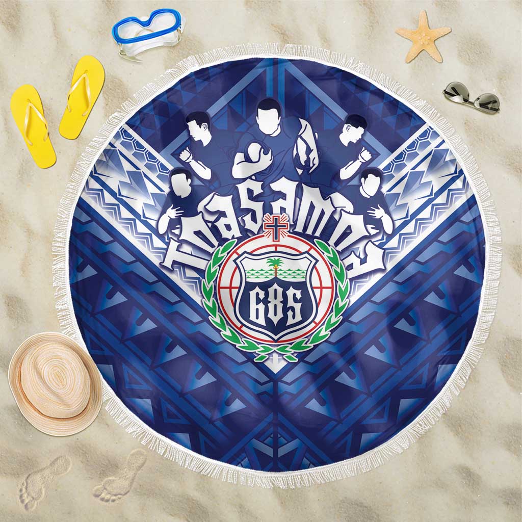 Toa Samoa Rugby Beach Blanket Samoan Pride With Tribal Pattern LT05 One Size 150cm Blue - Polynesian Pride