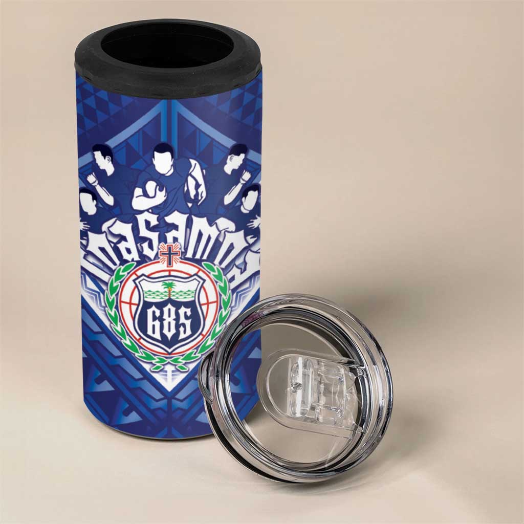 Toa Samoa Rugby Custom 4 in 1 Can Cooler Tumbler Samoan Pride With Tribal Pattern - Polynesian Pride