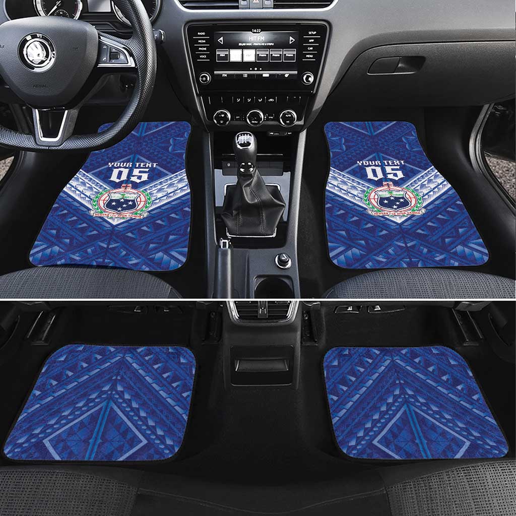 Toa Samoa Rugby Custom Car Mats Samoan Pride With Tribal Pattern LT05 Set 4pcs Blue - Polynesian Pride
