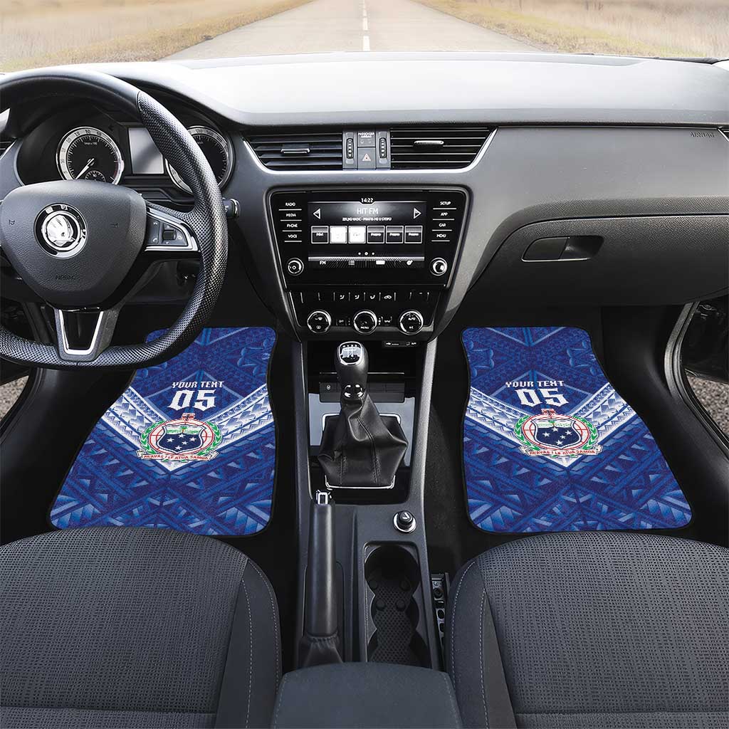 Toa Samoa Rugby Custom Car Mats Samoan Pride With Tribal Pattern LT05 Set 2pcs - Front Blue - Polynesian Pride