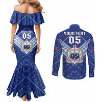 Toa Samoa Rugby Custom Couples Matching Mermaid Dress and Long Sleeve Button Shirt Samoan Pride With Tribal Pattern - Polynesian Pride