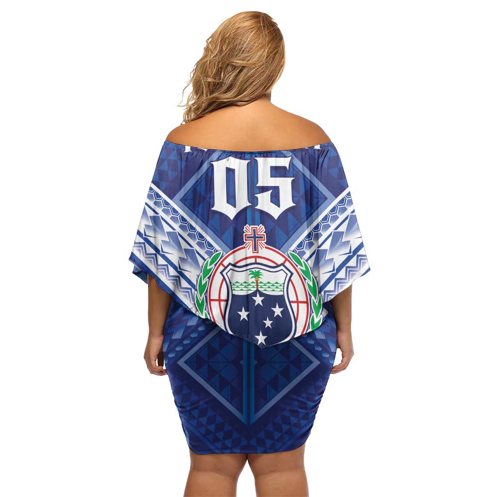 Toa Samoa Rugby Custom Family Matching Off Shoulder Short Dress and Hawaiian Shirt Samoan Pride With Tribal Pattern - Polynesian Pride