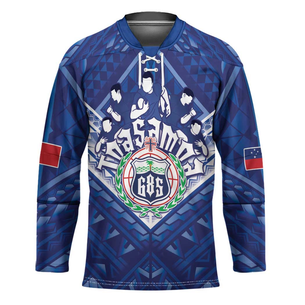 Toa Samoa Rugby Custom Hockey Jersey Samoan Pride With Tribal Pattern LT05 Unisex Blue - Polynesian Pride