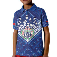 Toa Samoa Rugby Custom Kid Polo Shirt Samoan Pride With Tribal Pattern LT05 Kid Blue - Polynesian Pride