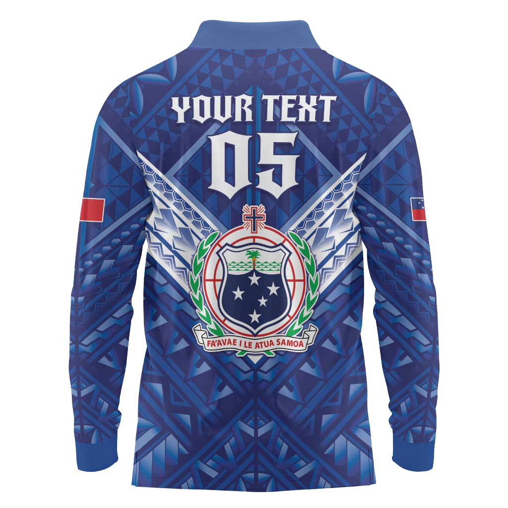 Toa Samoa Rugby Custom Long Sleeve Polo Shirt Samoan Pride With Tribal Pattern LT05 - Polynesian Pride