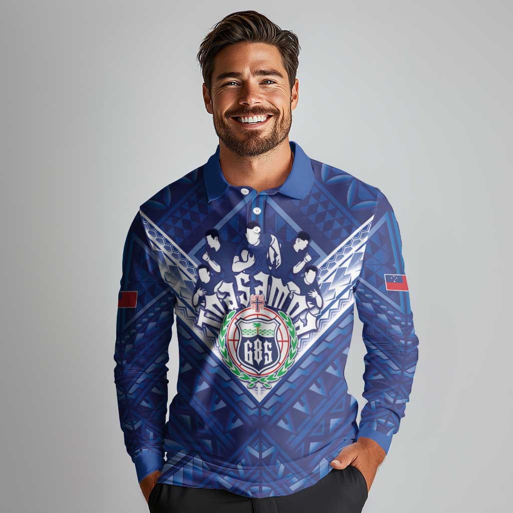 Toa Samoa Rugby Custom Long Sleeve Polo Shirt Samoan Pride With Tribal Pattern LT05 - Polynesian Pride